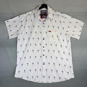 Dixxon Flannel Shirt Mens XL White Martini The Gnar Tini Cocktail Short Sleeve